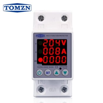 2P VA KWh 63A, VA KWh Control Device, TOMZN Din rail, kwh energy merter, adjustable Over Under Voltage, current limit protection, Relay, VA KWh Protector 2P By Reliable Electric