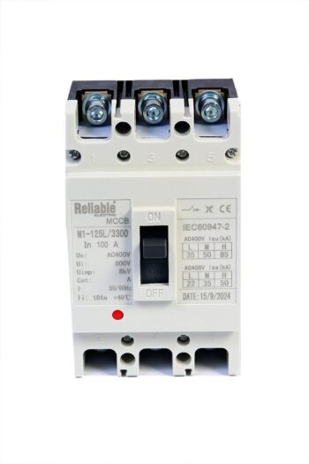 3P 100A AC, MCCB, Moulded Case Circuit Breaker, 35KA, Cat A, 50/60HZ, 3 Phase, By Reliable Electric