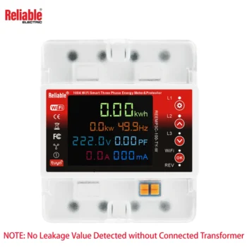 4P 100A Wifi Protection / Energy Meter / Energy Monitor, Reliable, Three-phase Separate, Prepaid Function 100A 3P+N, VA, Kwh, PF, Temperature, Kw, Timer, Energy Manager, Wifi, Relay, Digital Modern Remote Control, Work With Google Home, Tuya, Smart Life, Alexa, Wifi, Bluetooth, ZigBee, TMALL Genie, Xiaoai Classmate, IOS/Android By Reliable Electric