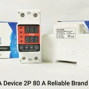 2P VA 80A, VA Control Device, Reliable Din rail, adjustable Over Under Voltage, current limit protection, Relay, VA Protector 2P By Reliable Electric